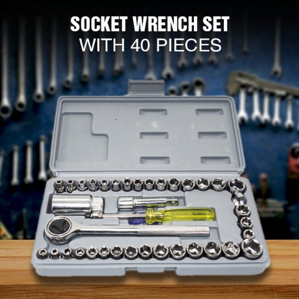 Original Aiwa 40 Piece Toolkit Tool kit Combination Socket Ratchet Wrench Set Goti Ring Spanner Pana Screw Driver Kit For Car Bike Cycle Repairing Drill Machine